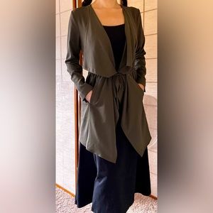 Vera Wang simply Vera dark olive green gray tie front cardigan